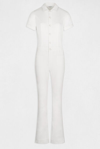 Combinaison flare boutonnée ecru femme