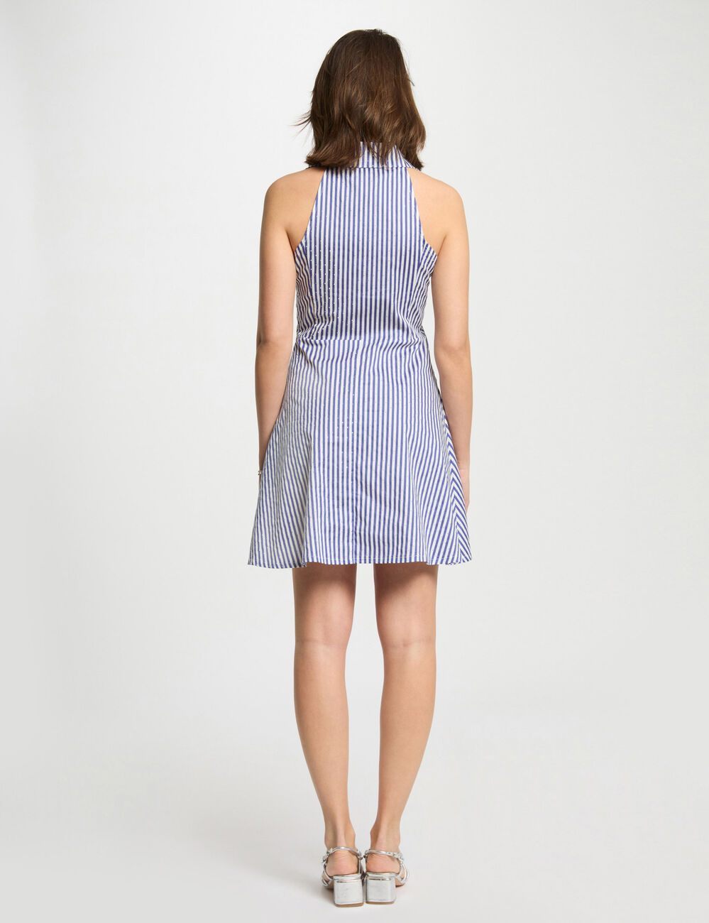 Robe courte trapèze rayée multicolore femme
