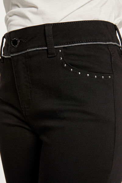Jeans slim taille standard avec clous noir femme