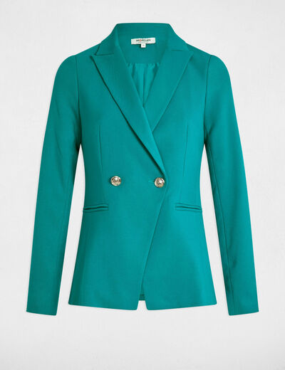 Blazer cintré boutonné bleu turquoise femme