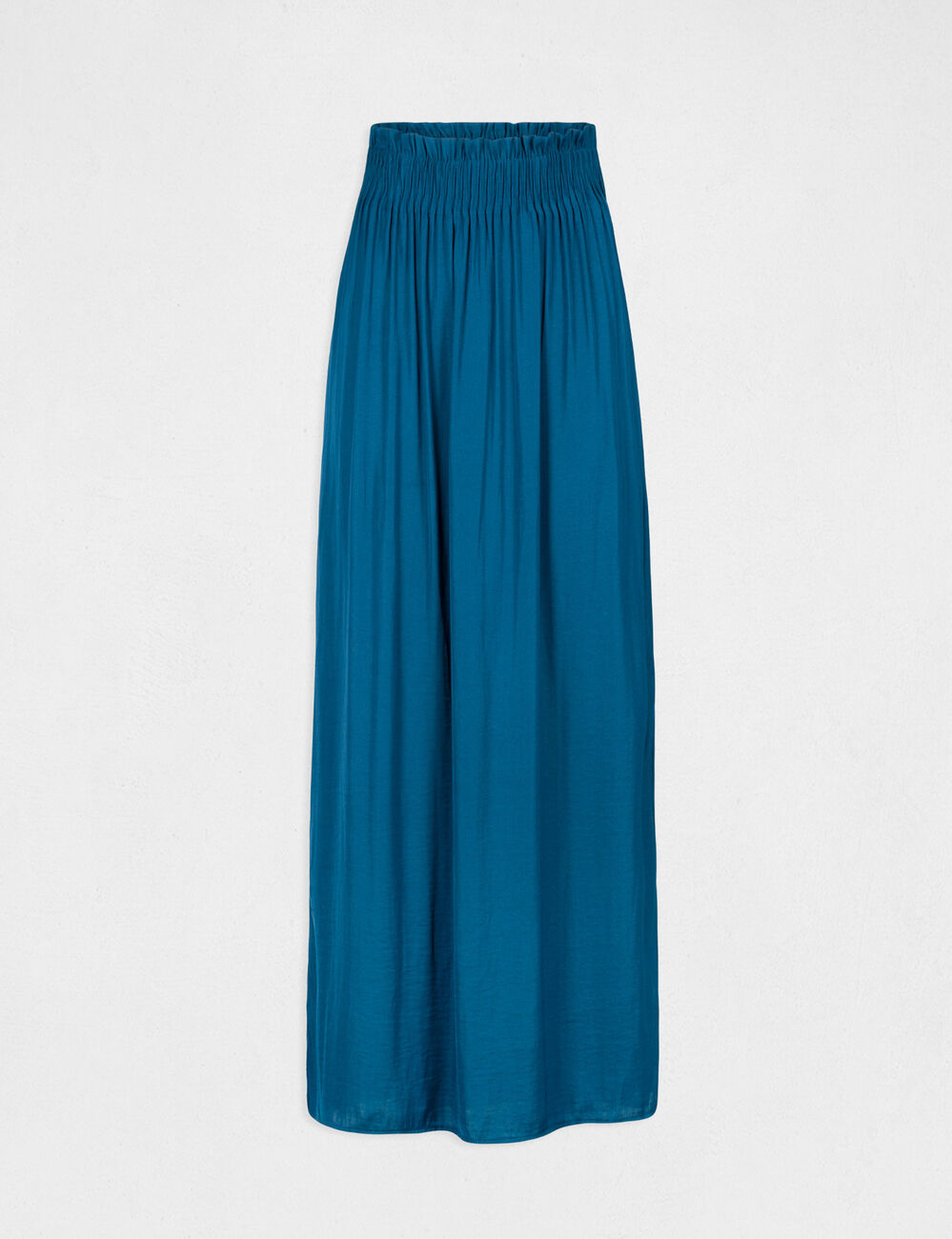 Jupe longue fluide taille &eacute;lastiqu&eacute;e bleu femme