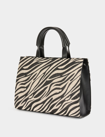 Sac cabas imprimé léopard ivoire femme