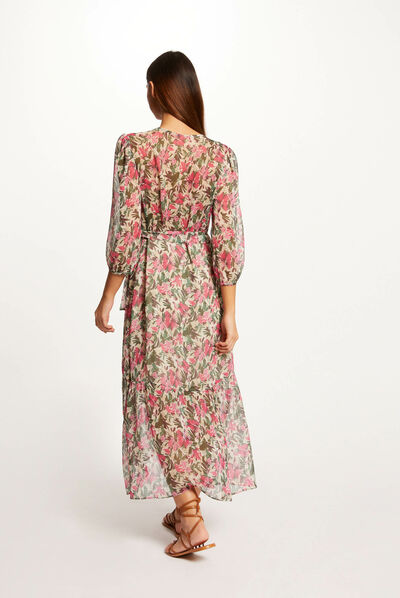 Robe midi portefeuille imprimé floral multico femme
