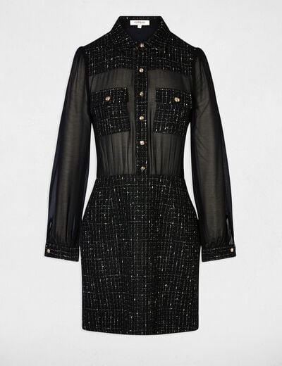 Robe courte bimati&egrave;re noir femme