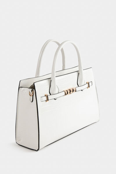 Sac aspect croco blanc femme