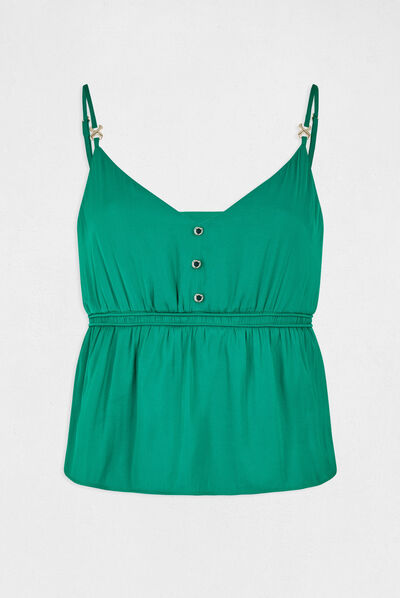 Blouse bretelles fines à ornements vert femme