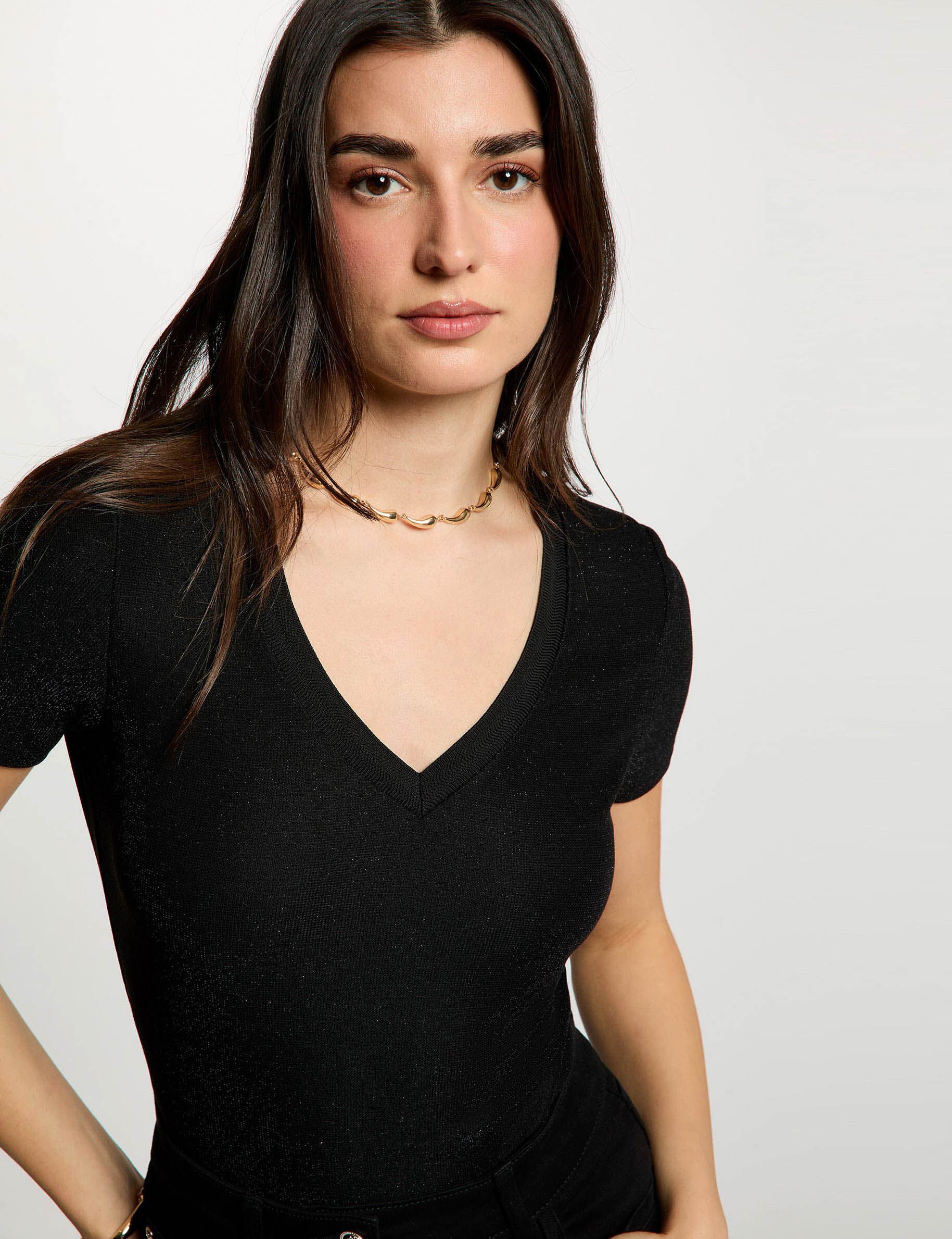 T shirt cintré col v femme