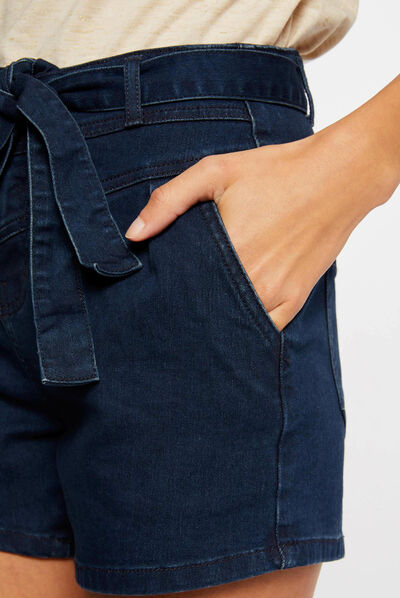 Short paperbag en jean jean brut femme