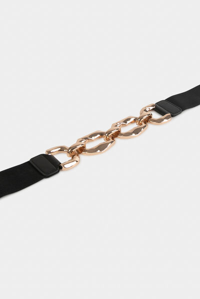 Ceinture élastiquée avec maillons noir femme