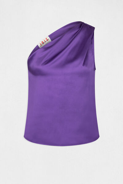 Blouse asymétrique satin violet femme