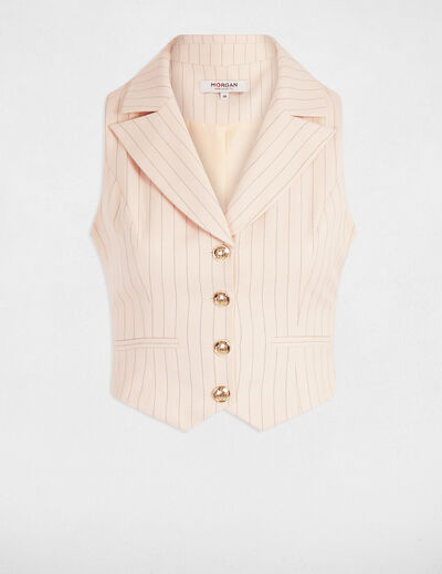 Veston sans manches rayé rose clair femme