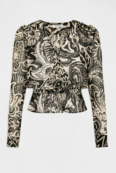 Blouse manches longues imprimé cachemire multico femme