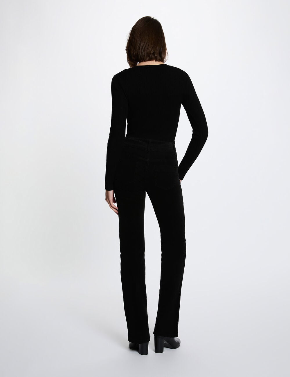 Pull col v fantaisie noir femme