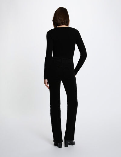 Pull col v fantaisie noir femme