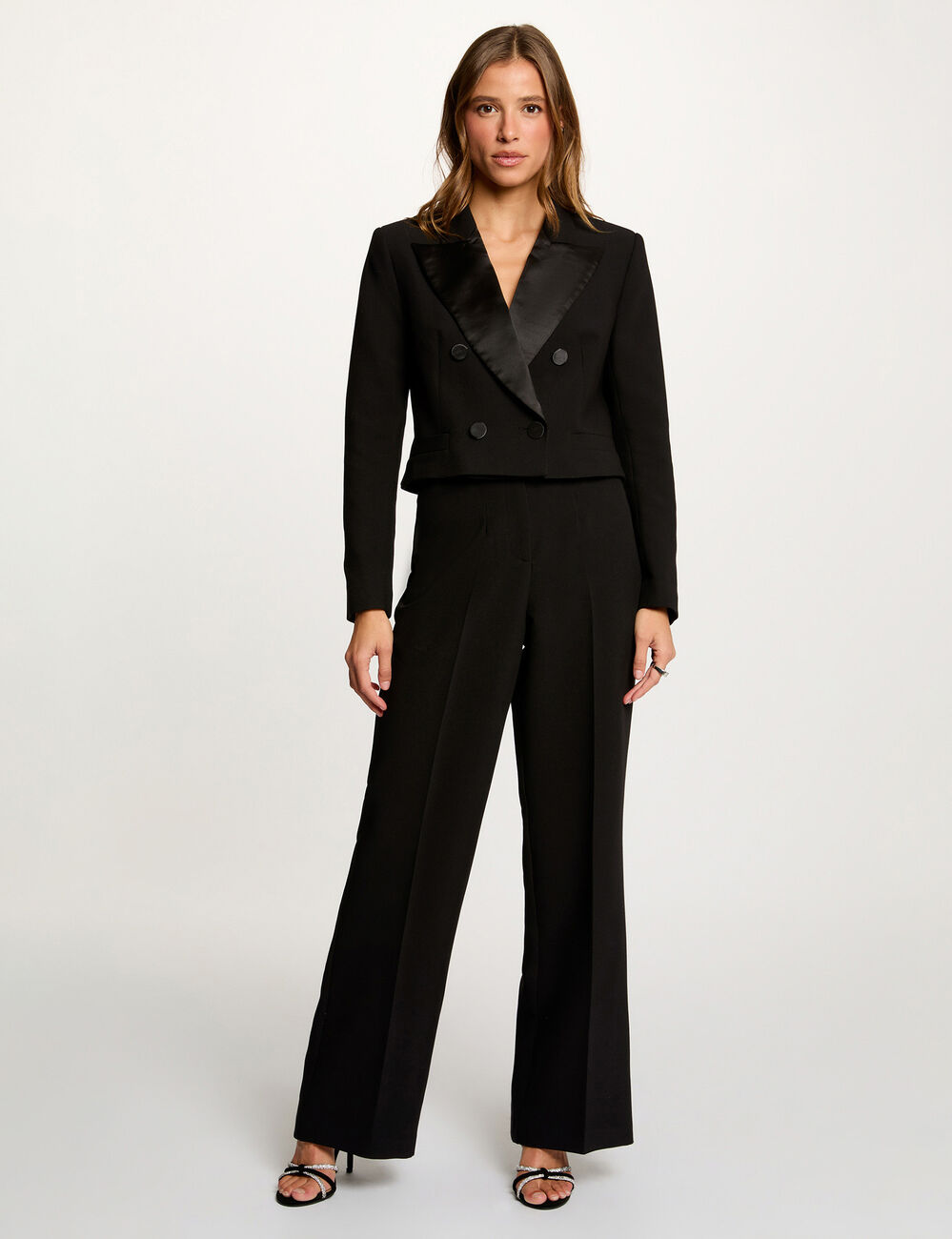 Veste courte cache-coeur noir femme