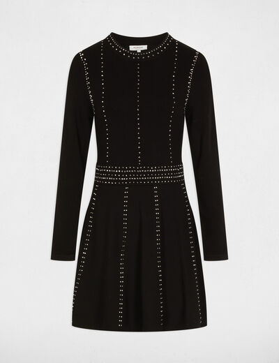 Robe tricot courte ajustée noir femme