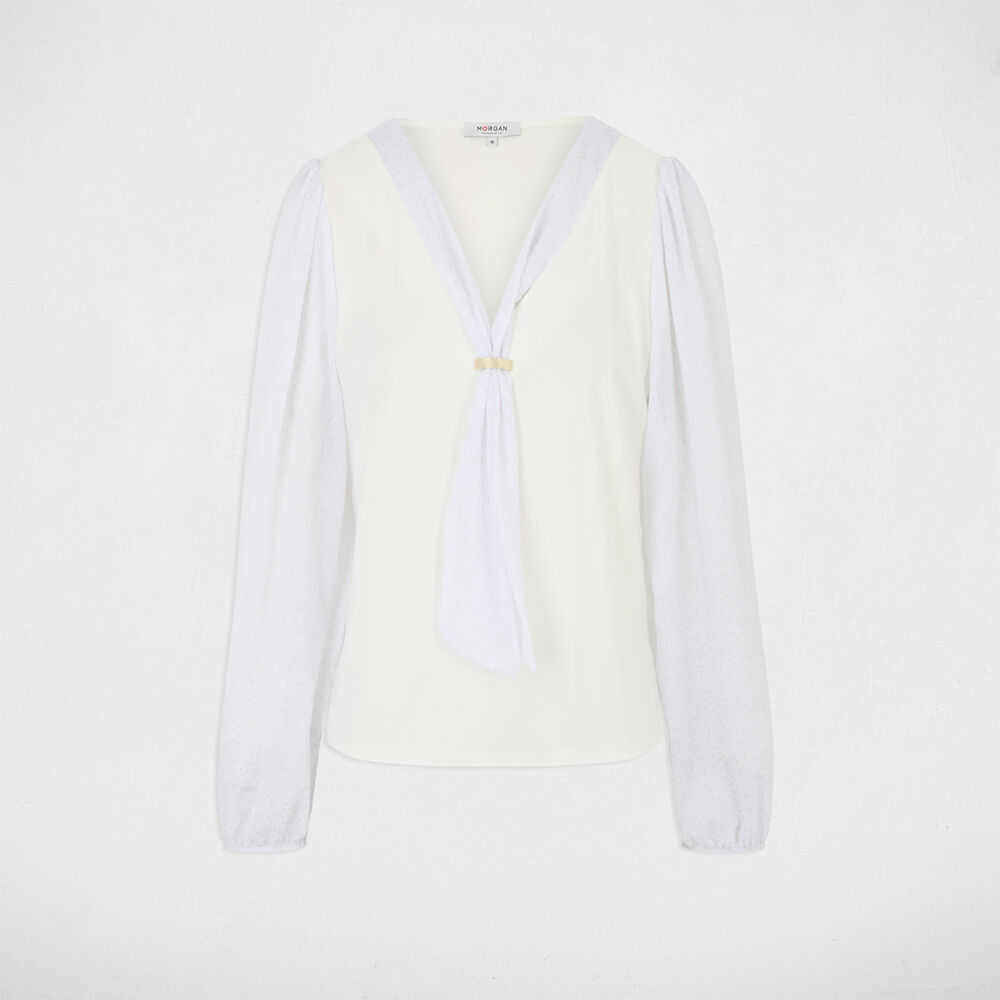 T-shirt manches longues blanc femme