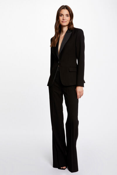 Veste smoking cintr¿e col satin noir femme