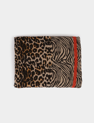 Foulard plissé imprimé multicolore femme