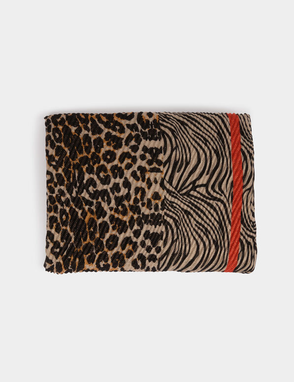 Foulard plissé imprimé multicolore femme