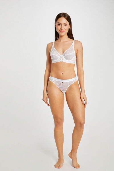 Tanga dentelle blanc femme