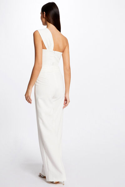 Combinaison jambe large asymétrique ecru femme