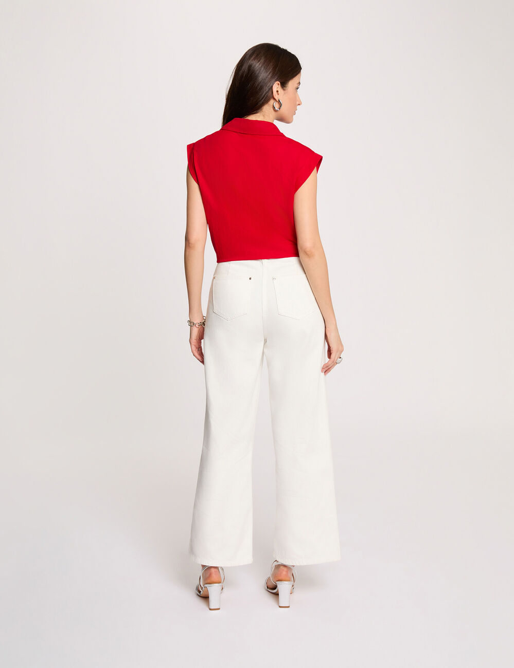 Blouse sans manches rouge femme