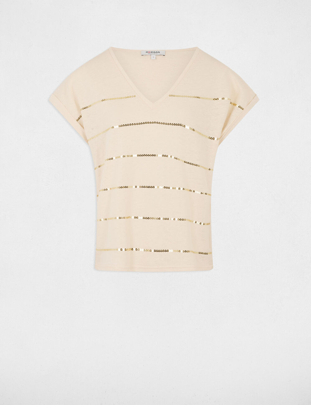 T-shirt manches courtes creme femme