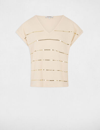 T-shirt manches courtes creme femme