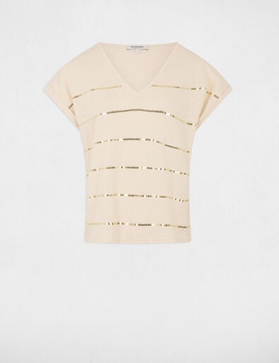 t shirt manches courtes creme femme T-shirt manches courtes creme femme