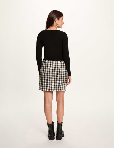 Robe courte tweed noir femme