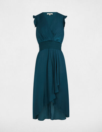 Robe droite fluide sans manches bleu pétrole femme