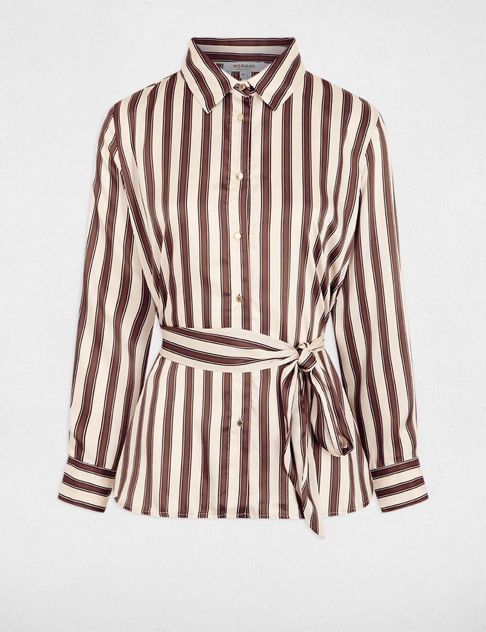 Chemise ray&eacute;e ceintur&eacute;e multicolore femme