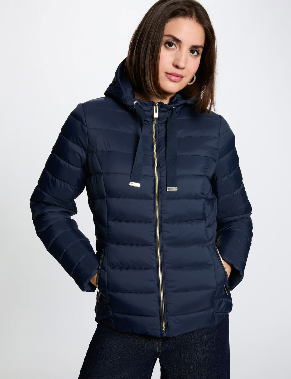 Doudoune col montant bleu marine femme