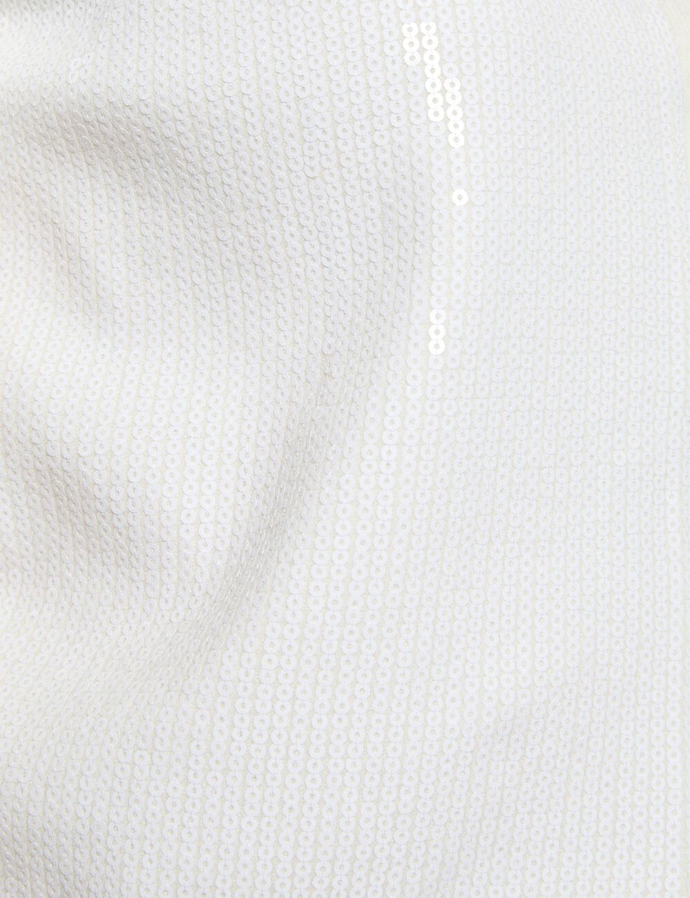 Gilet col rond sequins blanc femme