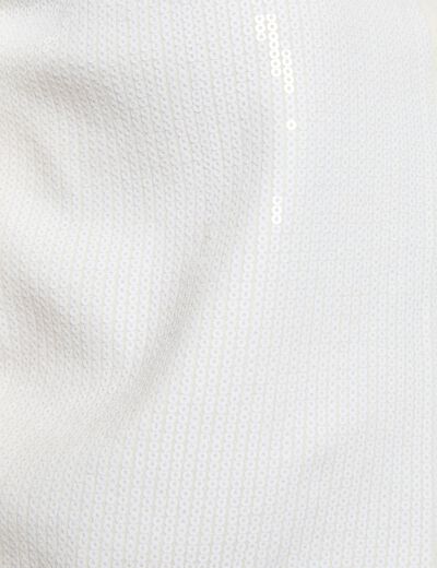 Gilet col rond sequins blanc femme