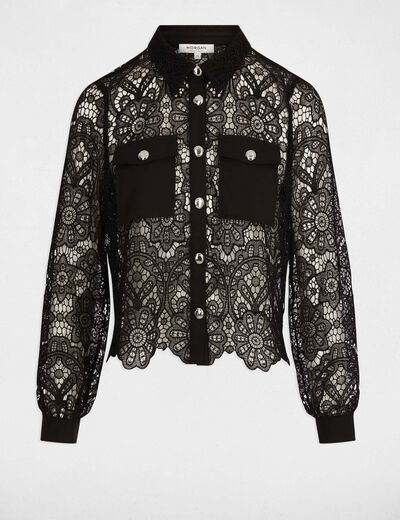 Chemise manches longues noir femme