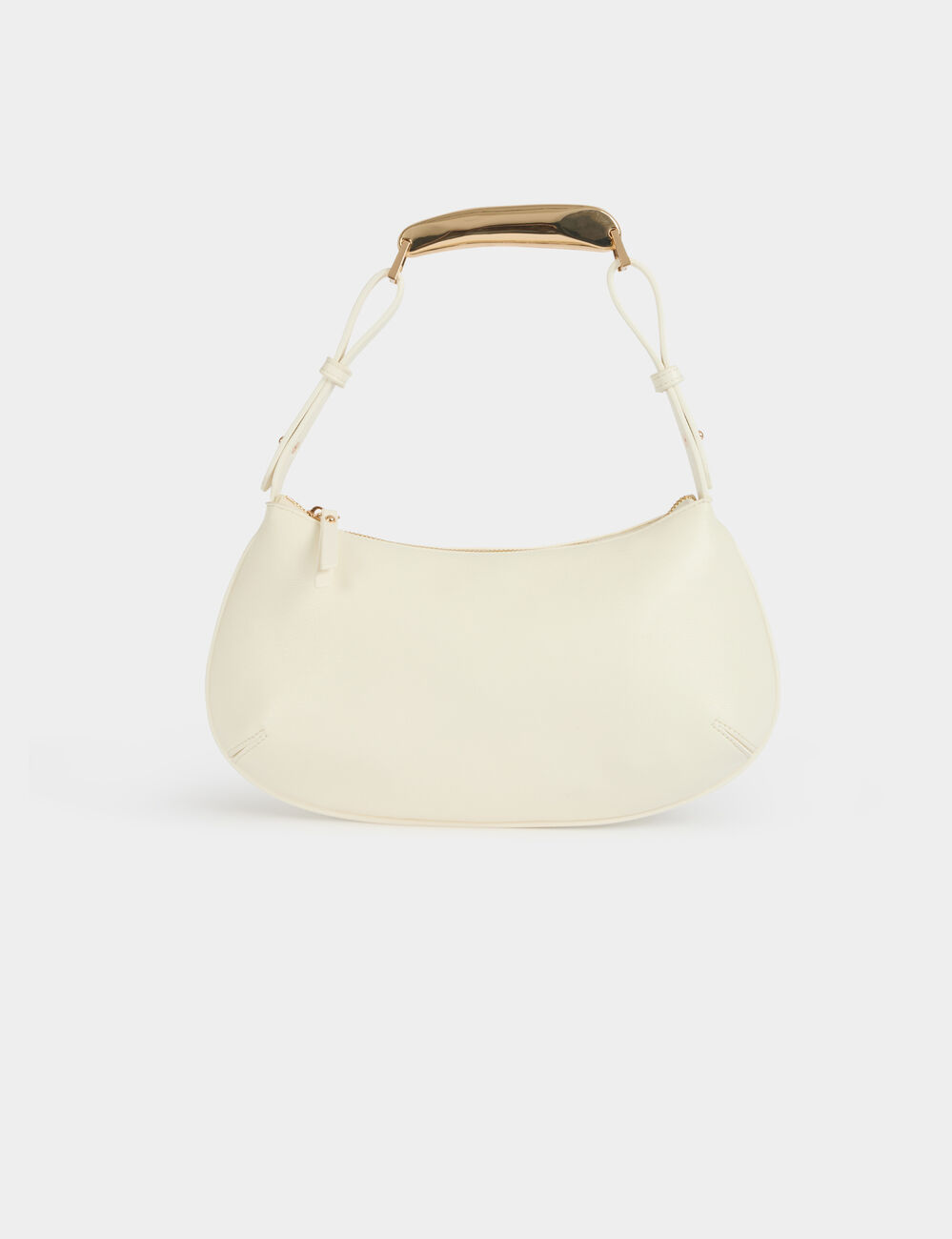 Sac anse m&eacute;tallique blanc femme
