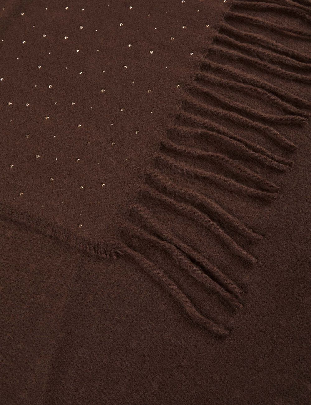 &Eacute;charpe strass franges marron fonc&eacute; femme