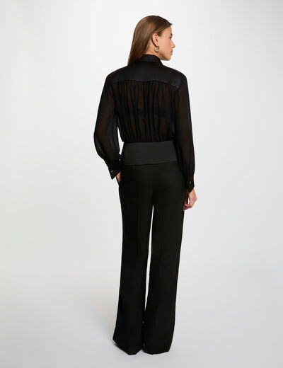 Chemise voile lavalli&egrave;re noir femme