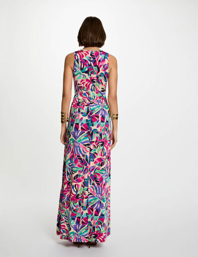 Robe longue droite imprimée multicolore femme