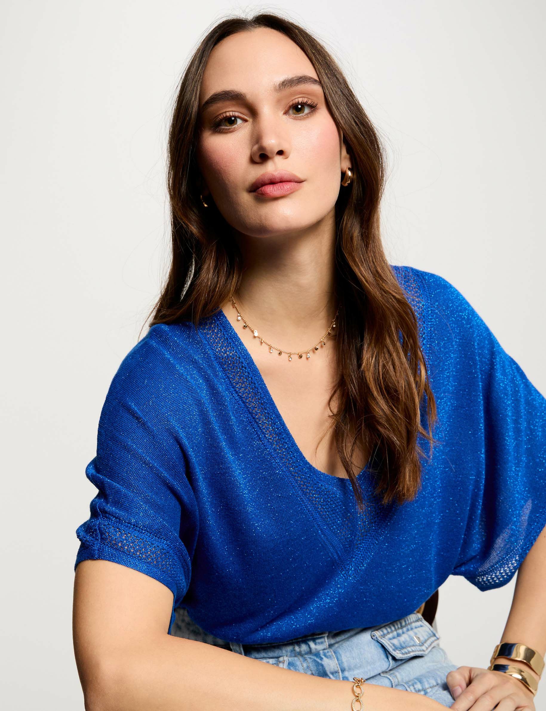 Pull col en V manches courtes - Morgan - Modalova