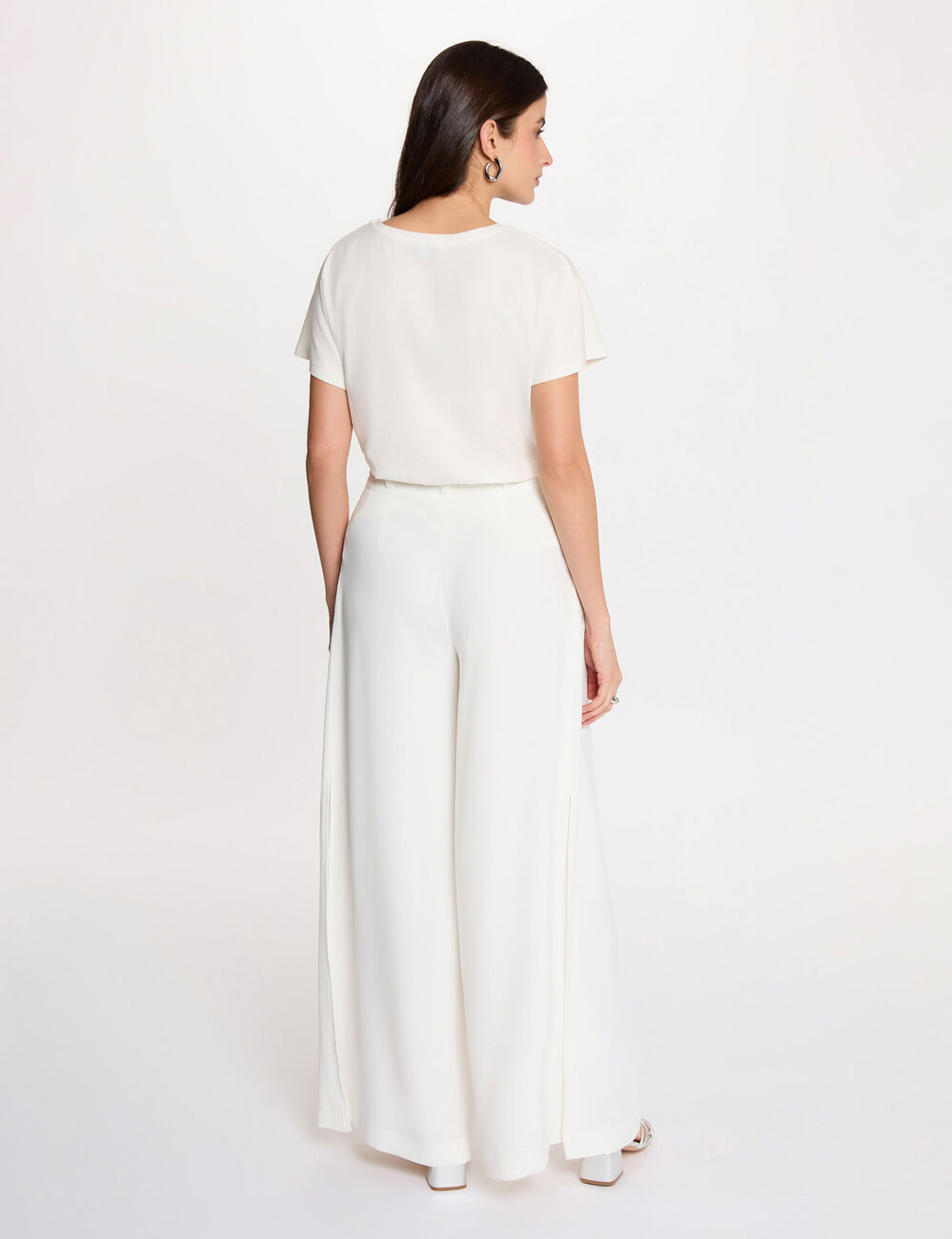 Pantalon large fluide blanc femme
