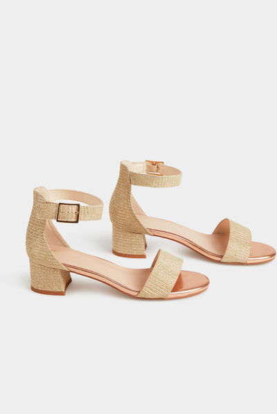 Sandales à talons aspect métallisé dore femme