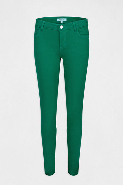 Pantalon skinny taille basse vert femme