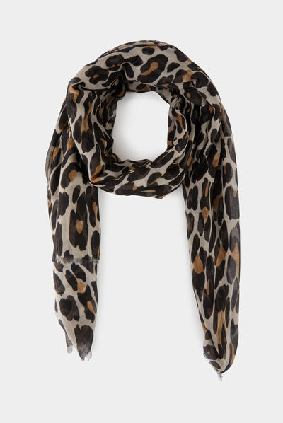 Foulard imprimé animalier marron femme