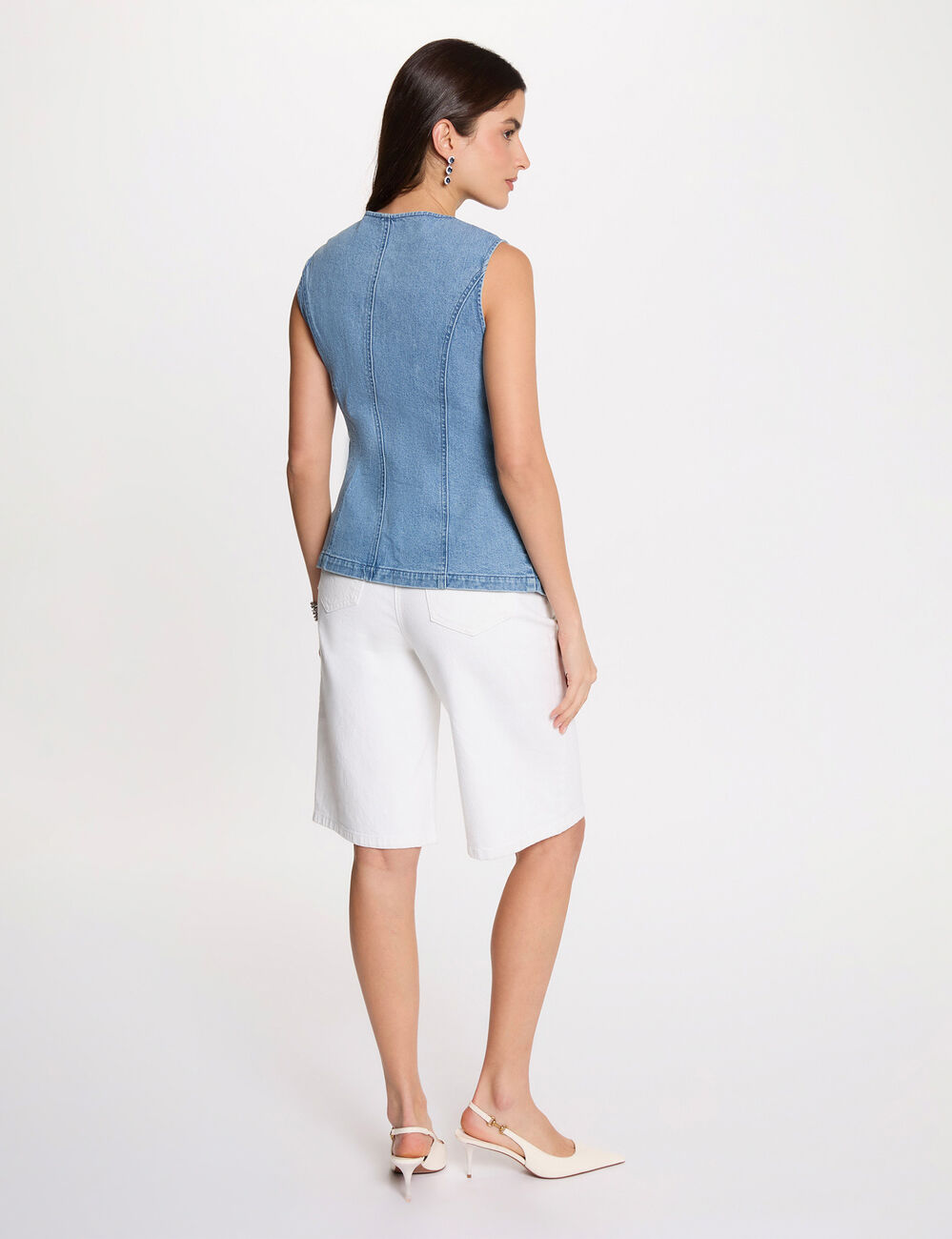 Gilet jean sans manches denim double stone femme