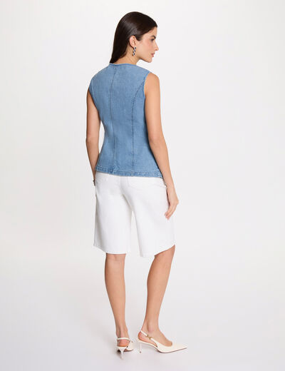 Gilet jean sans manches denim double stone femme