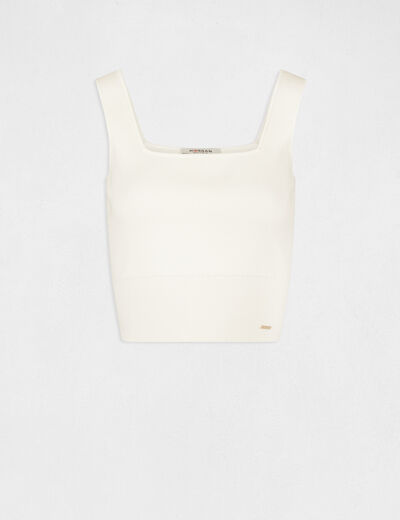Débardeur pull bretelles larges ivoire femme