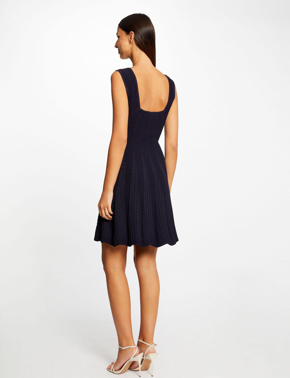 Robe pull patineuse &agrave; bretelles marine femme
